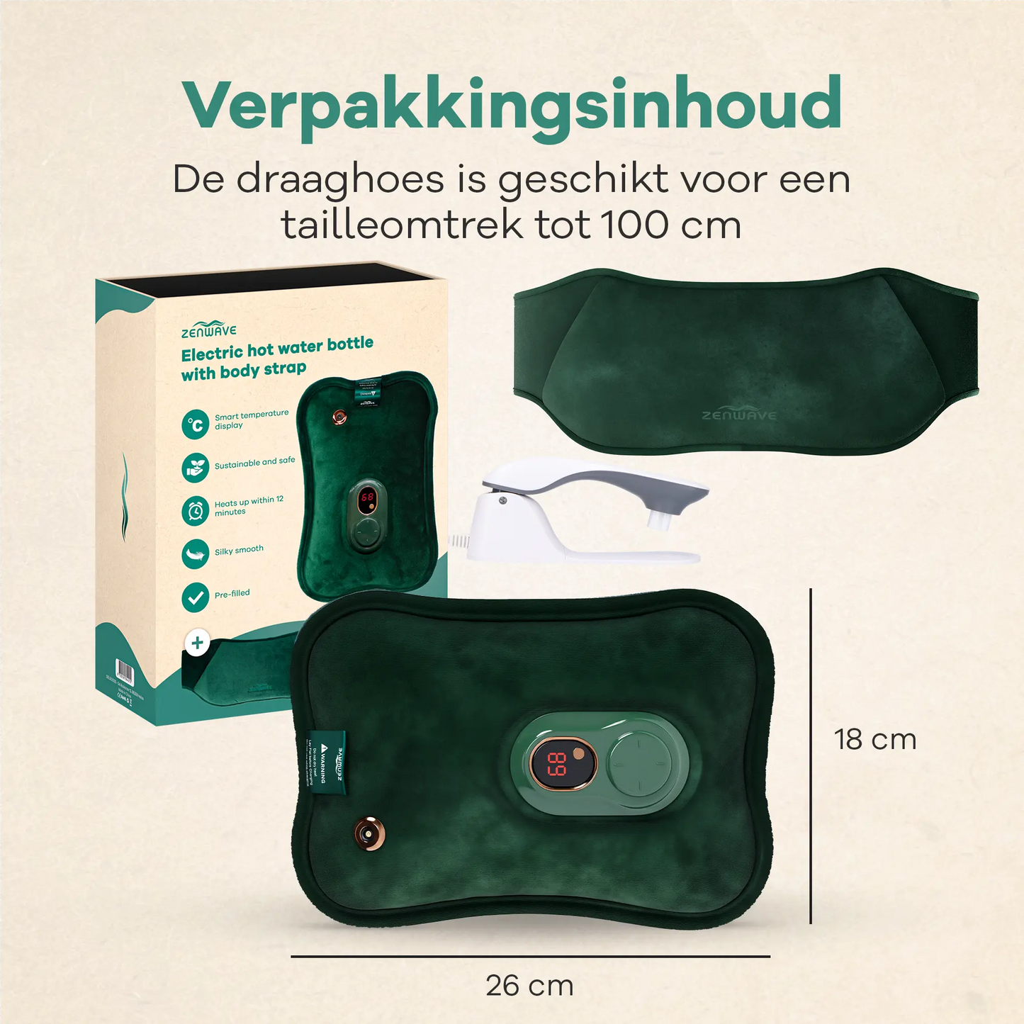 Zenwave Elektrische Kruik - Groen