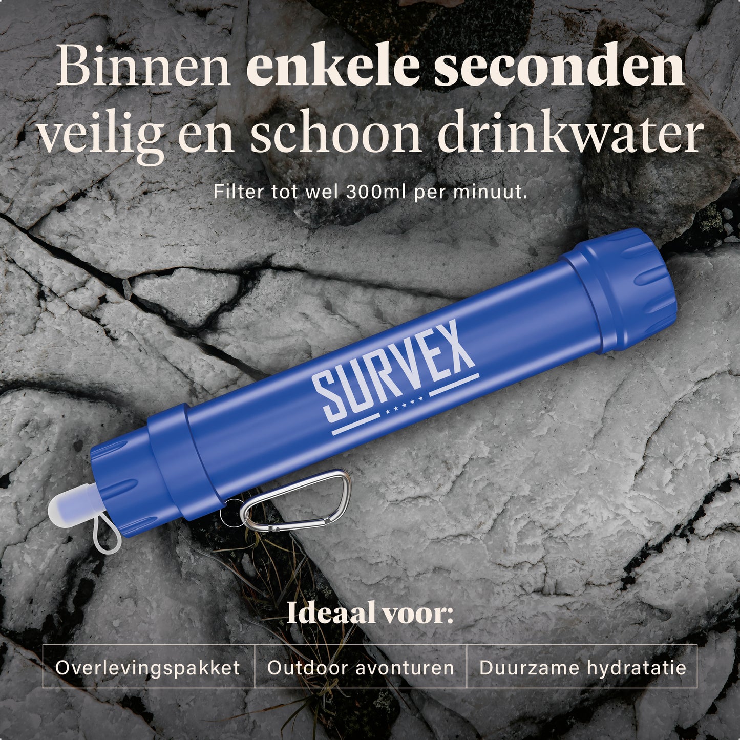 Survex Water Filter Straw - Blauw