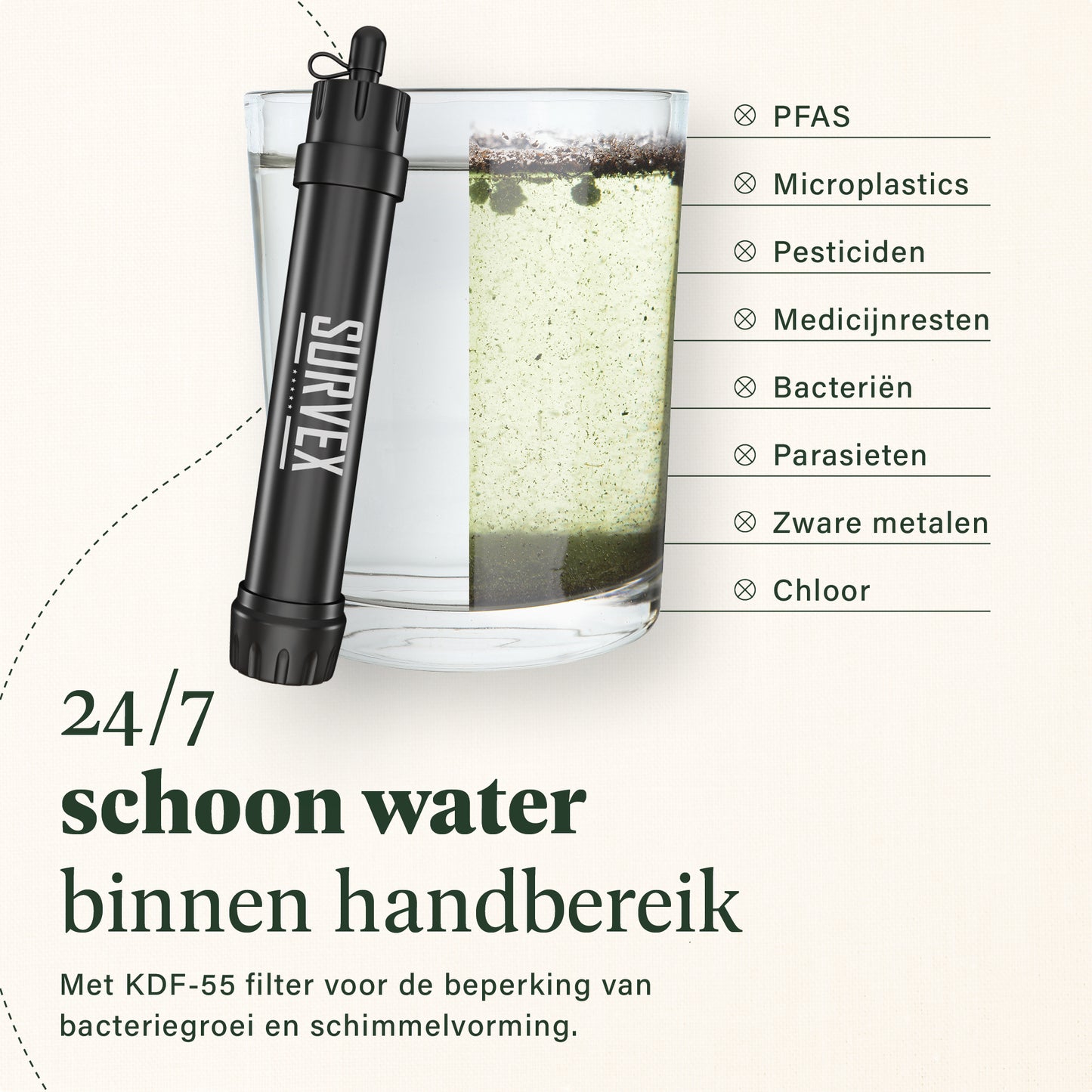 Survex Water Filter Straw - Zwart