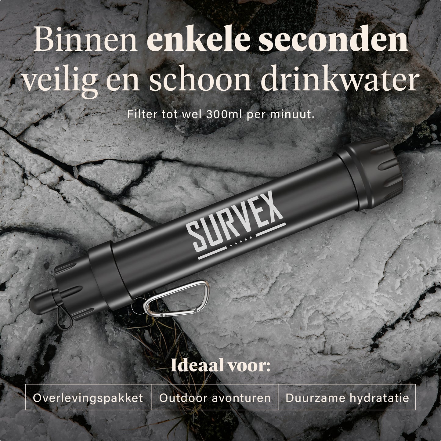 Survex Water Filter Straw - Zwart