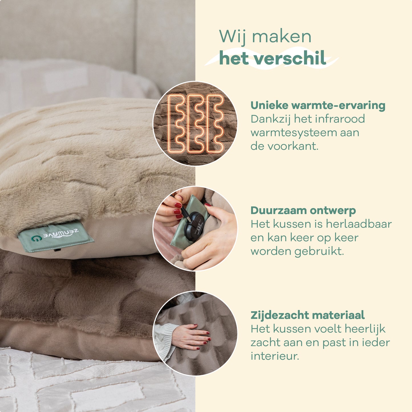 Zenwave Elektrisch Kussen - Rich Mocha