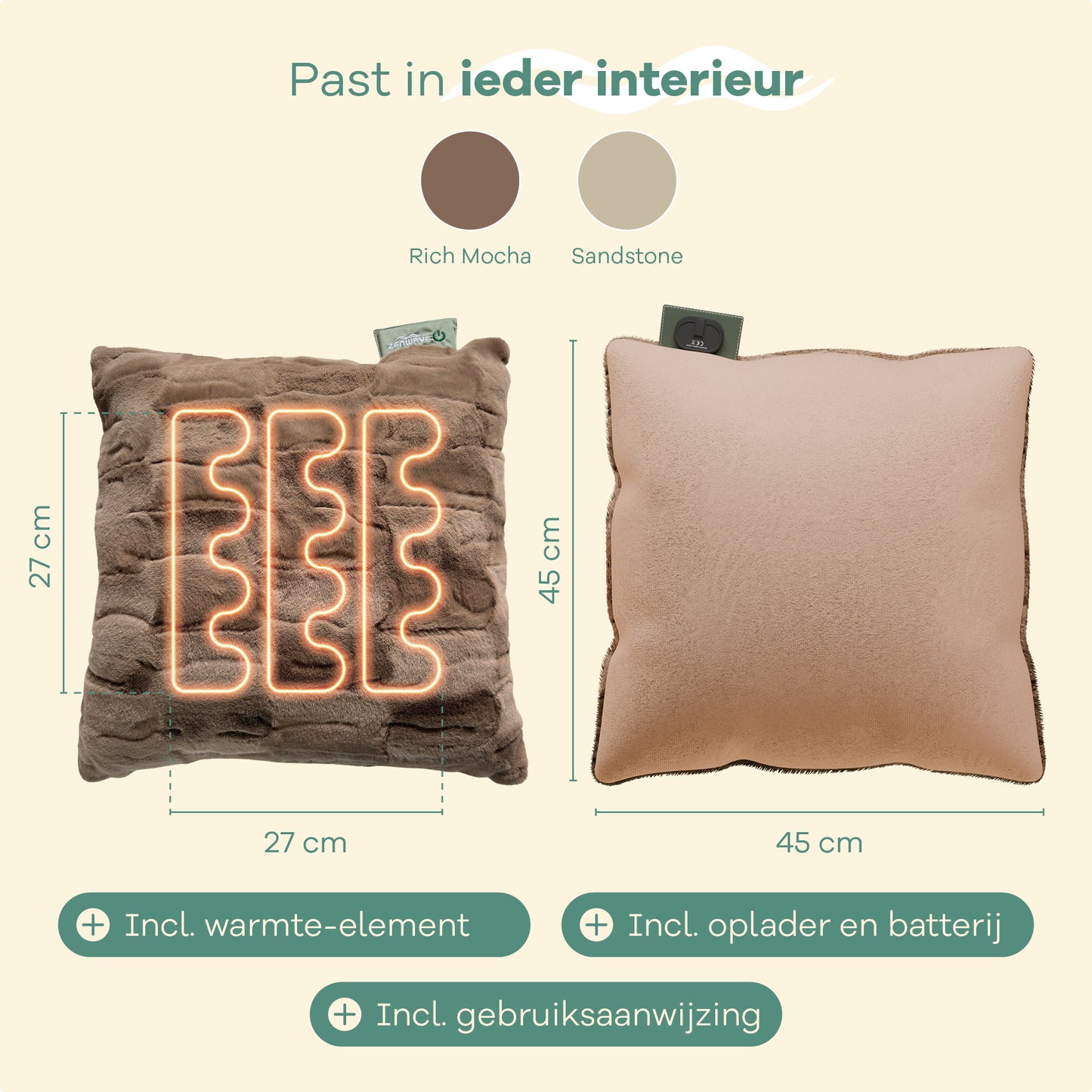 Zenwave Elektrisch Kussen - Rich Mocha