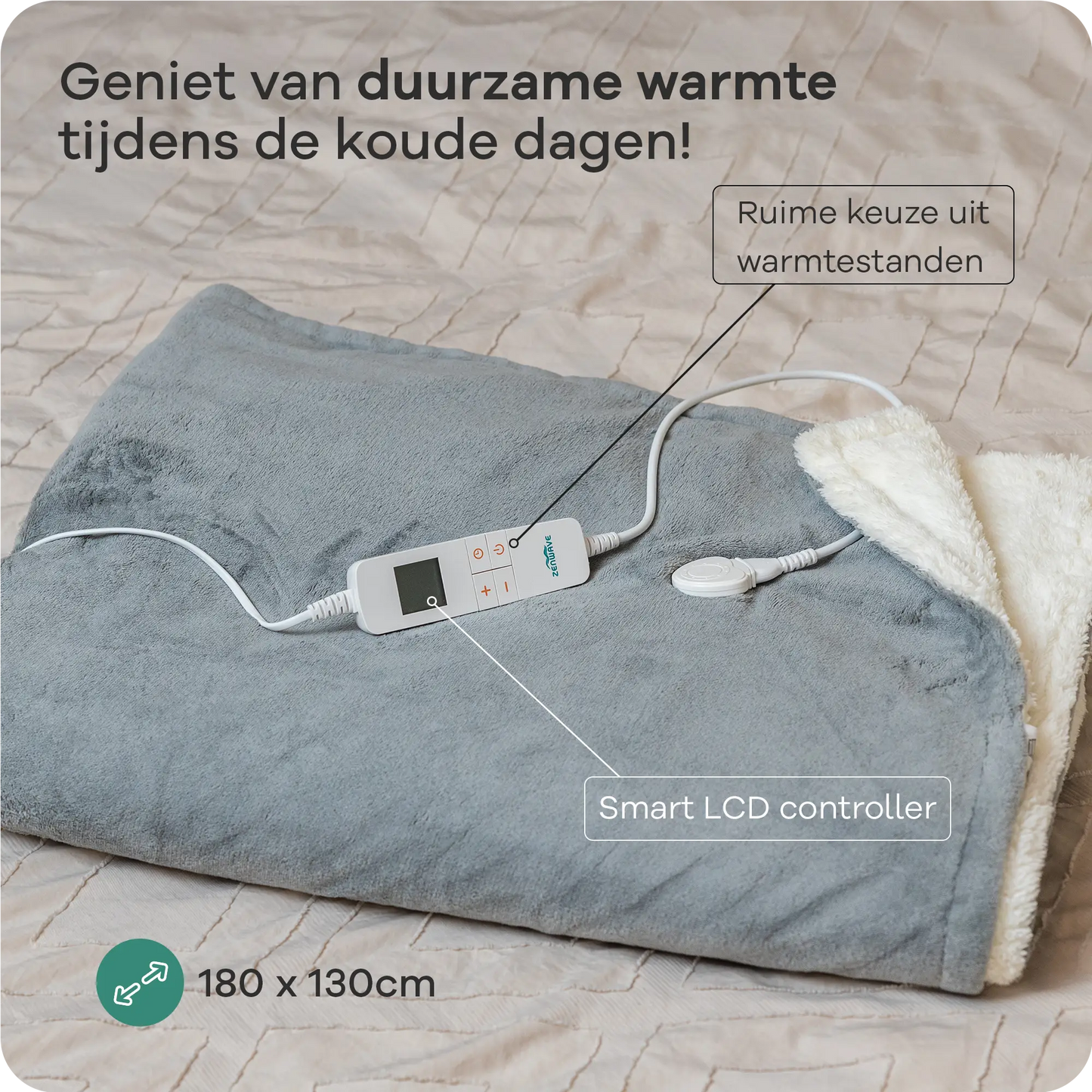 Zenwave Elektrische Deken - Antraciet